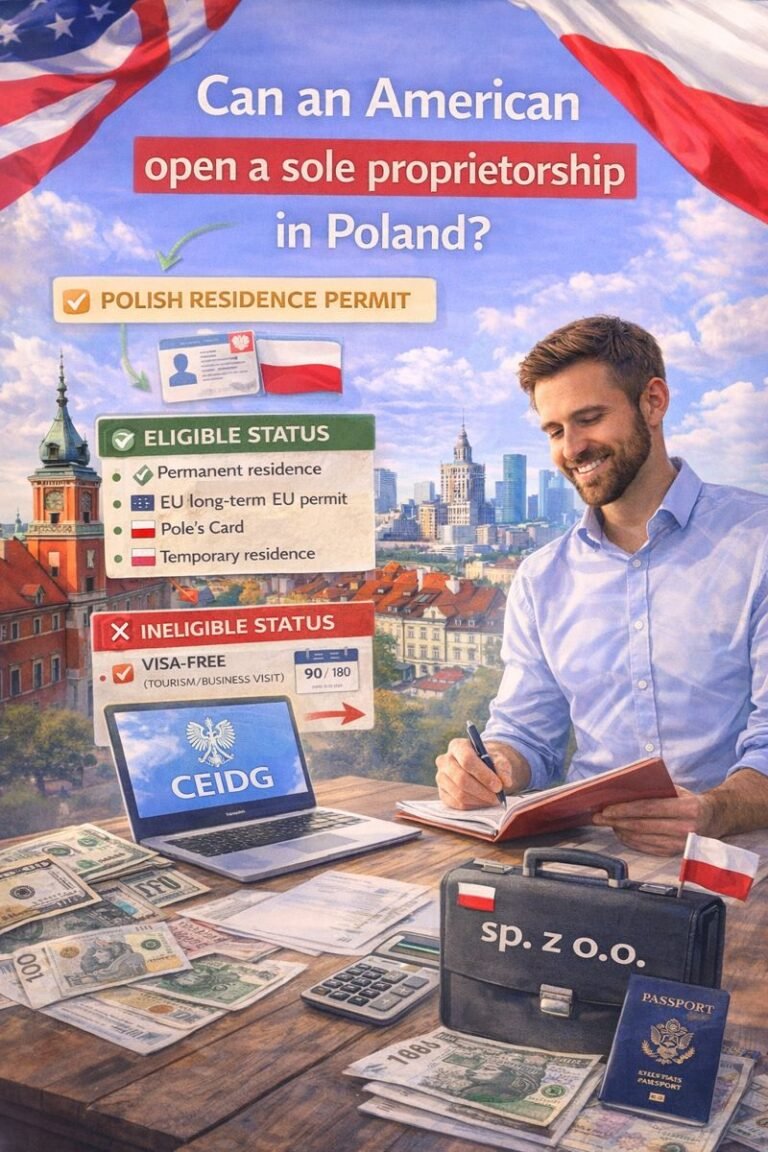 Can an American open a sole proprietorship in Poland?